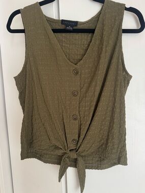 Sanctuary Olive Tie-Front Button Sleeveless Camisole tank top sz XS